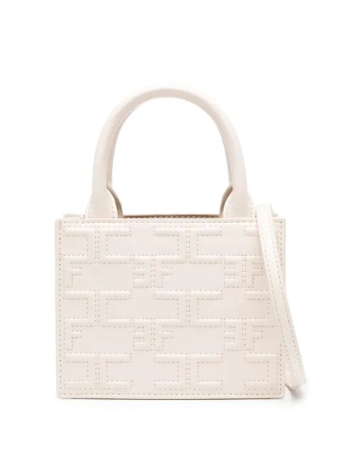 Elisabetta Franchi bold monogram mini shopper bag White BSC5225EC