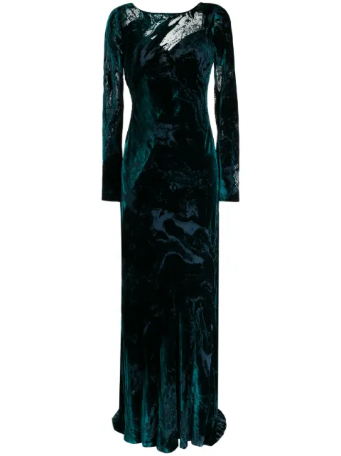 Alberta Ferretti pleated velvet maxi dress Green A04315138