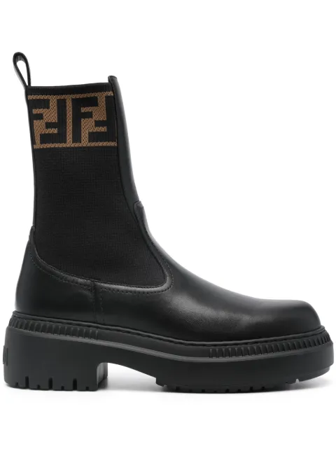 FENDI Domino leather ankle boots Black 8T8457AQ61