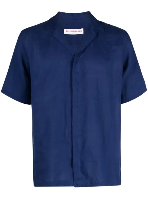 Orlebar Brown Maitan notched-collar linen shirt Blue 278741