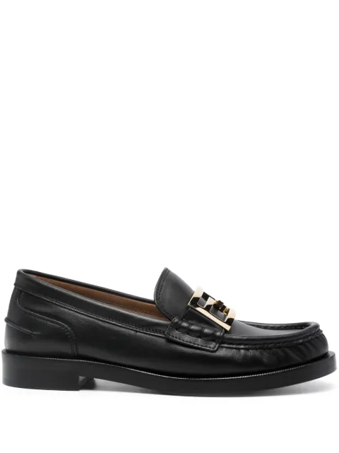 FENDI FF logo-plaque leather loafers Black 8D8450NA7