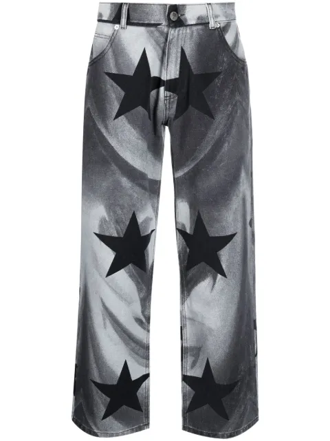 Liberal Youth Ministry photograph-print cotton cropped jeans Black LYM04P005