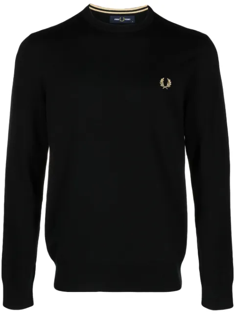 Fred Perry Classic Crew Neck embroidered sweater Black FPK960147