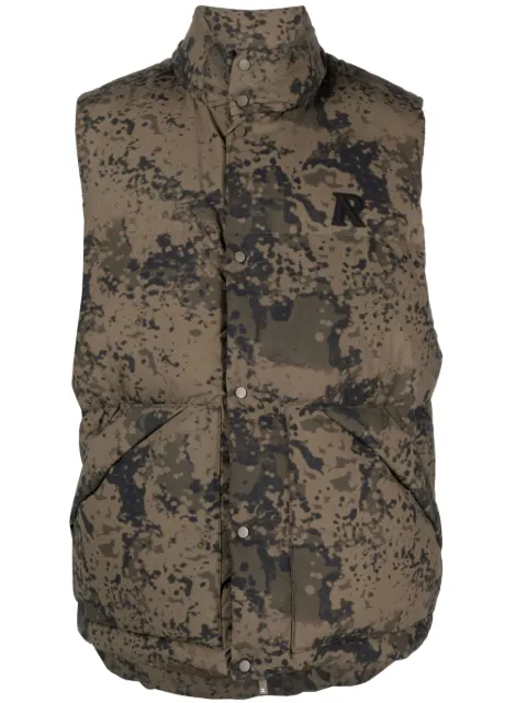 Represent camouflage-print puffer gilet Brown MG1001