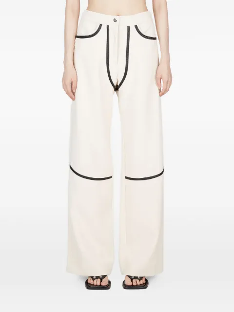Paris Georgia contrast-trim straight trousers Neutrals PG328C