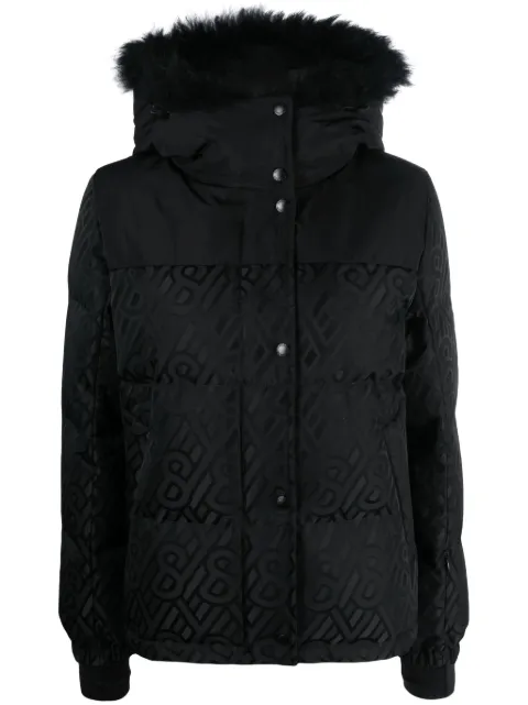 Yves Salomon monogram-pattern hooded down jacket Black 24WKV00160S21W