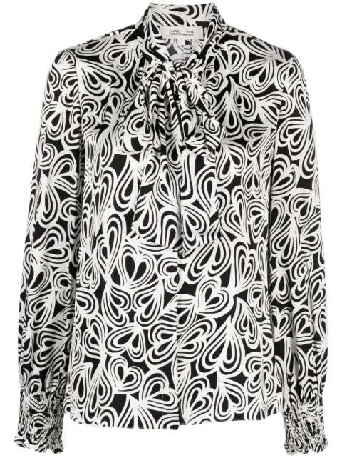 DVF Diane von Furstenberg Tina heart-pattern shirt Black DVFBL3R013