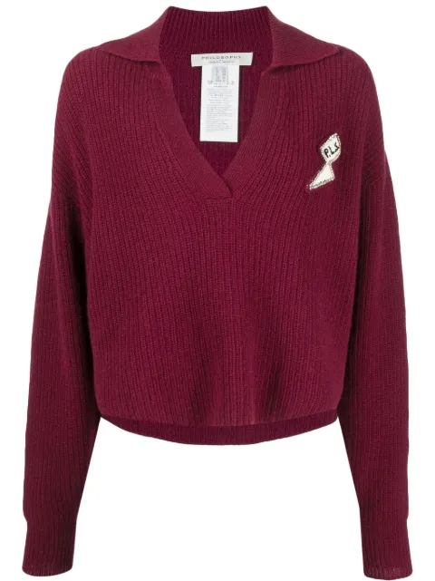 Philosophy Di Lorenzo Serafini logo-patch chunky-knit jumper Red A09315700