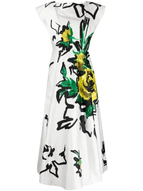 Philosophy Di Lorenzo Serafini Punk Flowers satin-finish A-line dress White A04605755