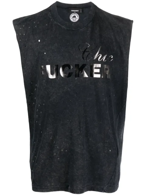 DSQUARED2 slogan-print cotton tank top Grey S71GD1354S21600