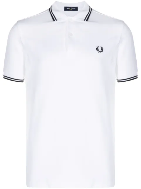 Fred Perry logo-embroidered cotton polo shirt White FPM3600