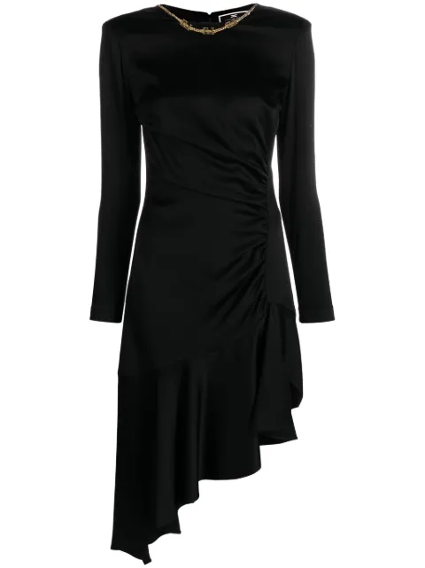 Elisabetta Franchi chain-embellished asymmetric crepe dress Black AB43137E2