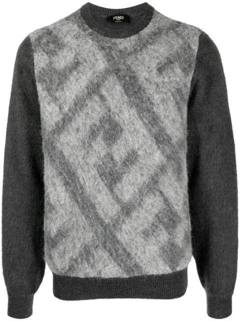 FENDI FF-motif knitted jumper Grey FZX091APJJ