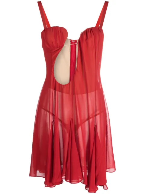 Nensi Dojaka cut-out tulle minidress Red AW23DR168