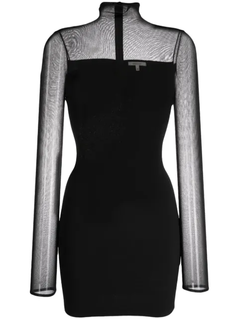 Nensi Dojaka roll-neck semi-sheer-panelled minidress Black KT033