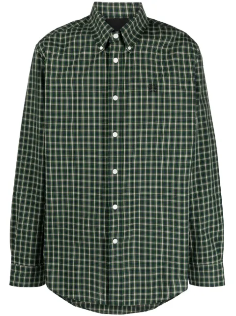 Givenchy 4G motif-embroidered checked shirt Green BM60Y114Y0