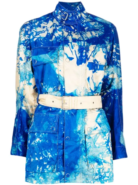 Stain Shade belted tie dye-print jacket Blue 113