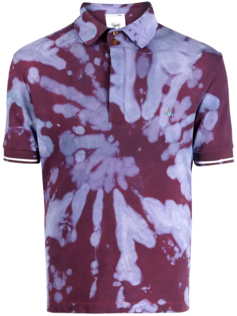 Stain Shade tie-die print cotton polo shirt Purple 98