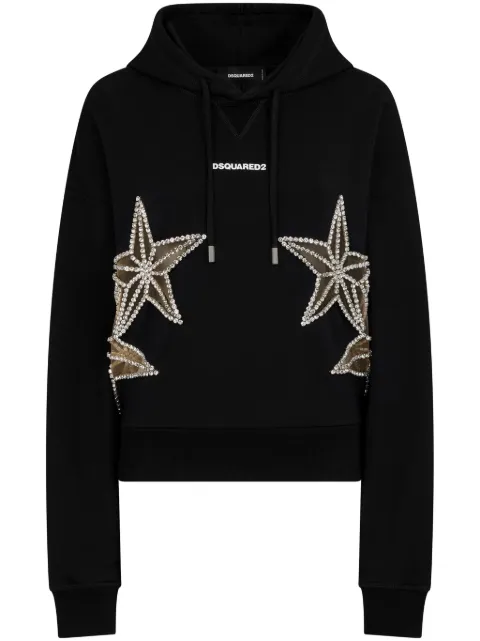 DSQUARED2 star-embellished cotton hoodie Black S72GU0458S25551