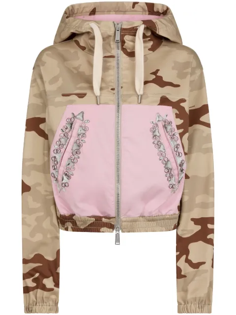 DSQUARED2 camouflage-print hooded jacket Neutrals S72AM1036S78505