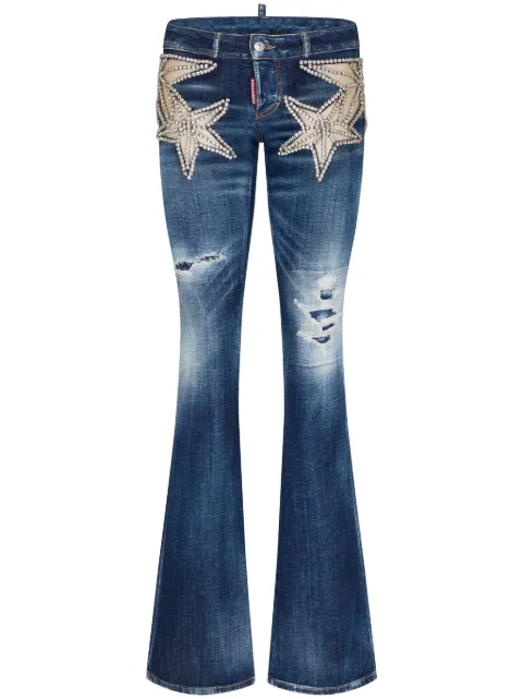 DSQUARED2 crystal-embellished star-appliqué jeans Blue S72LB0747S30342
