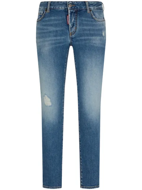 DSQUARED2 logo-patch cotton-blend tapered jeans Blue S72LB0704S30663