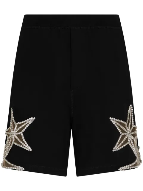 DSQUARED2 crystal-embellished cotton shorts Black S71MU0806S25551