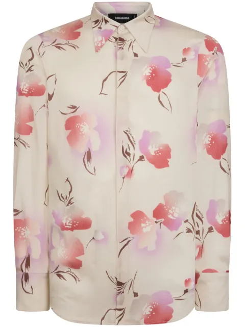 DSQUARED2 floral-print challis shirt Neutrals S71DM0711D35023
