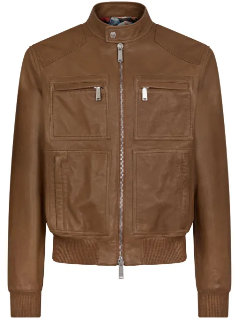 DSQUARED2 zip-up leather jacket Brown S71AN0520D07006