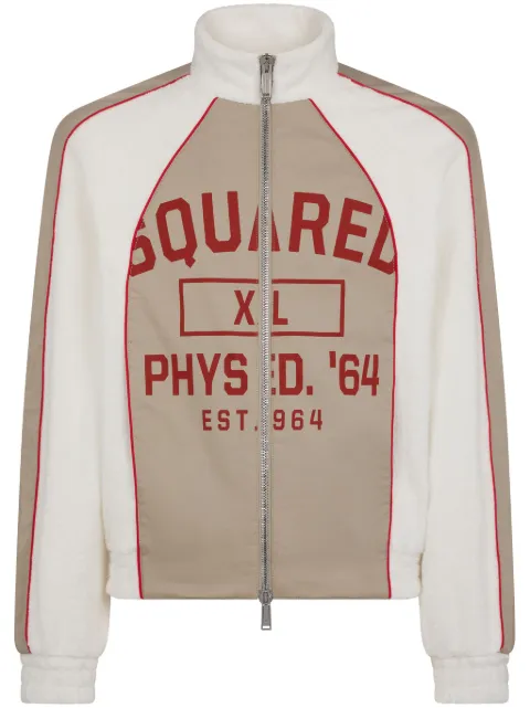 DSQUARED2 logo-print panelled sports jacket White S71AN0511S76637