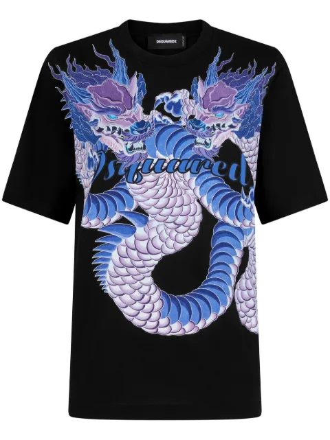 DSQUARED2 dragon-print cotton T-shirt Black S75GD0385S24668
