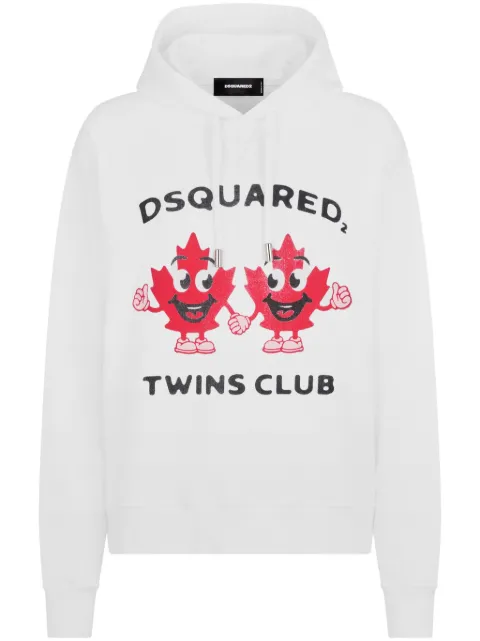 DSQUARED2 graphic-print jersey hoodie White S75GU0500S25551