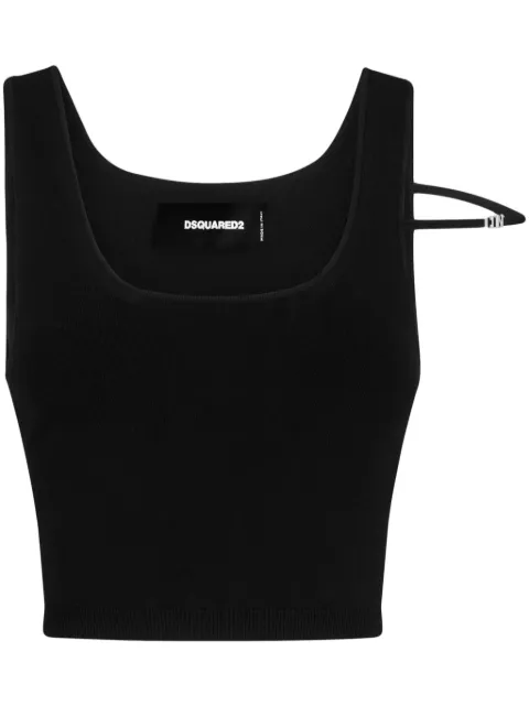 DSQUARED2 logo-plaque U-neck tank top Black S80HA0015S18435