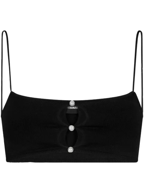 DSQUARED2 fine-knit cutout crop top Black S75HA1239S18435