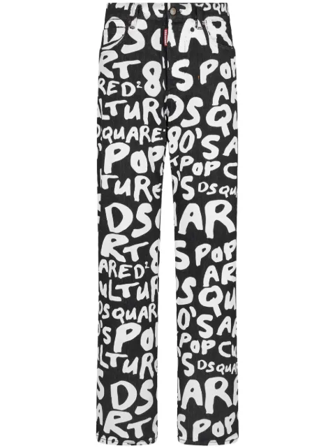 DSQUARED2 logo-lettering cotton blend slim-fit trousers Black S75LB0908S30503