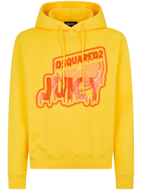 DSQUARED2 graphic-print cotton hoodie Yellow S74GU0779S25551