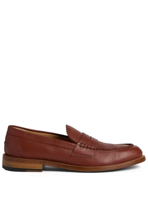 DSQUARED2 pebbled leather penny loafers Brown LOM003425102624