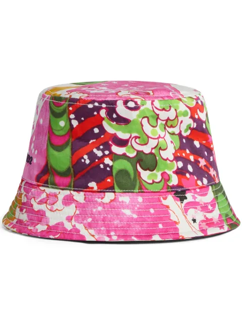 DSQUARED2 graphic-print embroidered bucket hat Pink HAM007105C07460