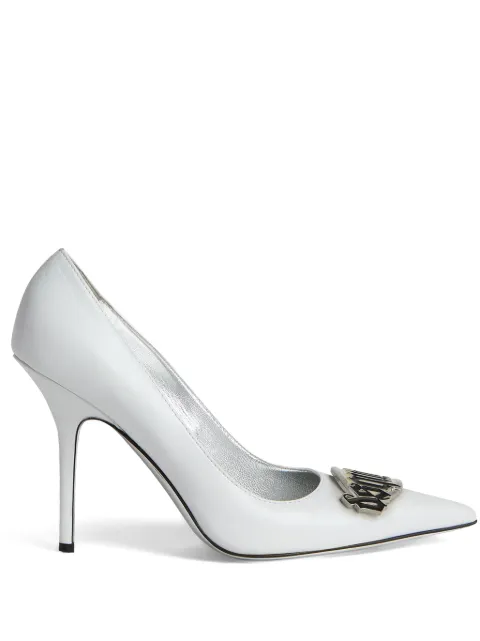 DSQUARED2 100mm logo-plaque leather pumps White PPW011001500001