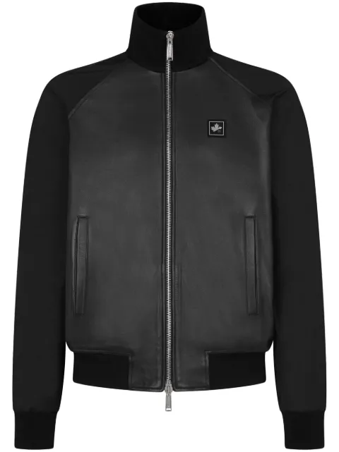 DSQUARED2 panelled leather track jacket Black S74AM1441SY1491