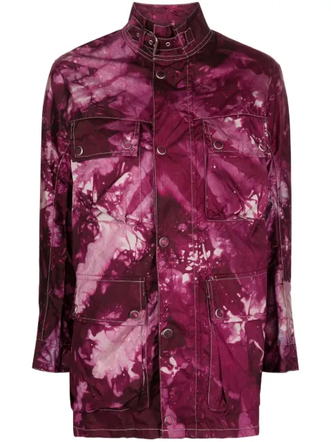 Stain Shade tie dye-print multi-pockets jacket Purple 114A