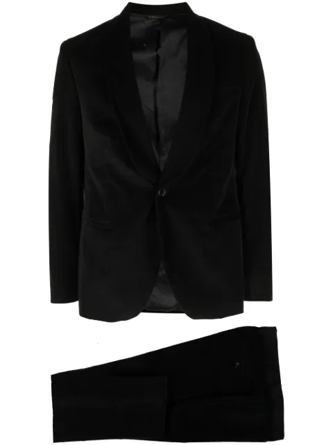 Manuel Ritz single-breasted velvet suit Black 3530A3338233717