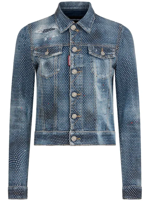 DSQUARED2 crystal-embellished denim jacket Blue S72AM1038S30342
