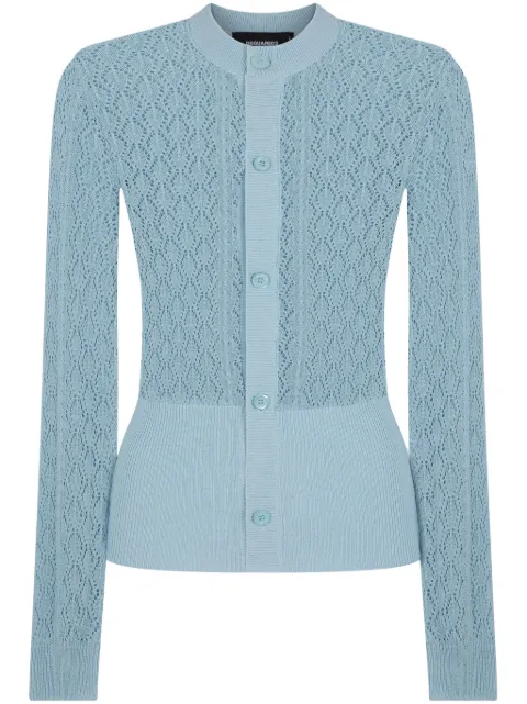 DSQUARED2 pointelle-knit cotton cardigan Blue S72HA1203D13009