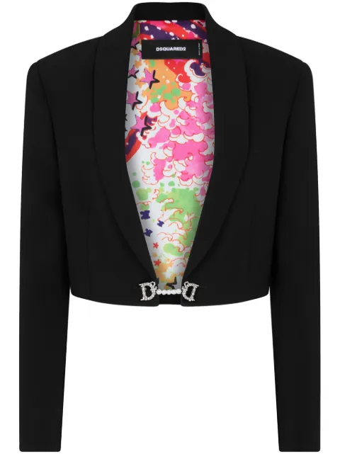 DSQUARED2 logo-plaque cropped blazer Black S72BN0677S60567