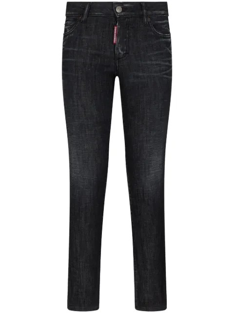 DSQUARED2 logo-patch cotton-blend tapered jeans Black S72LB0714S30357