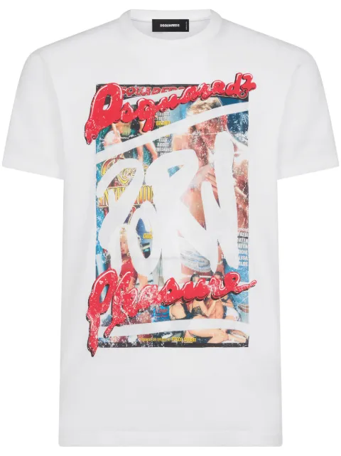 DSQUARED2 graphic-print cotton T-shirt White S71GD1407S23009