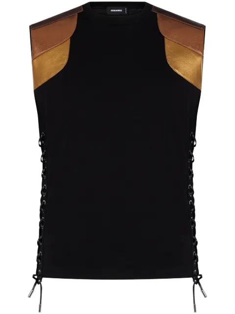 DSQUARED2 panelled lace-up tank top Black S71GD1401S23009