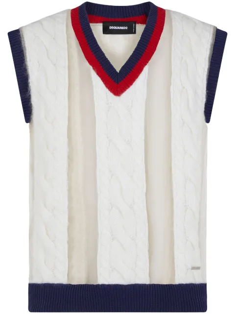 DSQUARED2 panelled cable-knit sweater vest Neutrals S71HA1249D13020