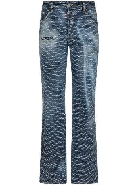 DSQUARED2 embellished low-rise straight-leg jeans Blue S71LB1404S30342